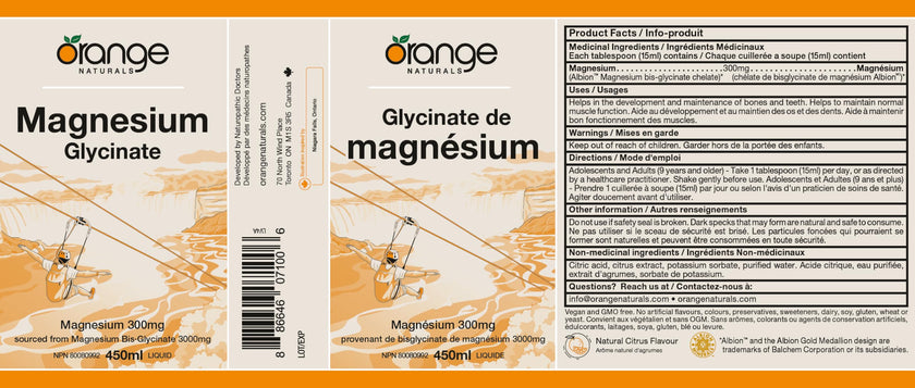 Orange Naturals - Magnesium Glycinate Liquid (450ml)