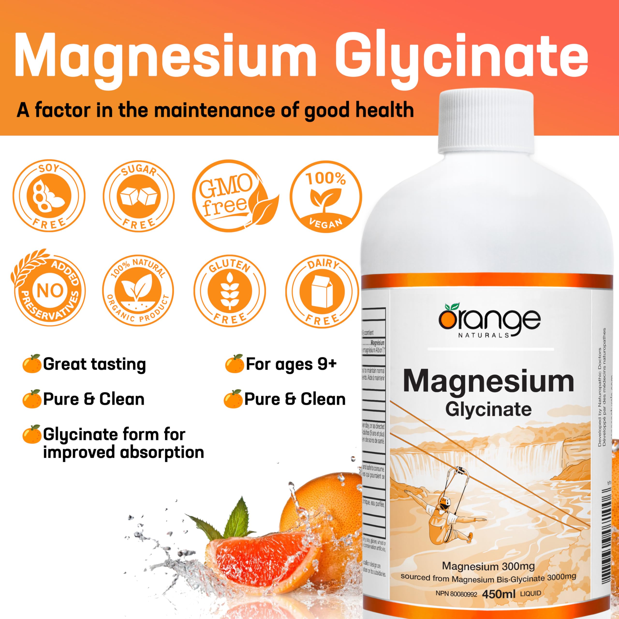 Orange Naturals - Magnesium Glycinate Liquid (450ml)