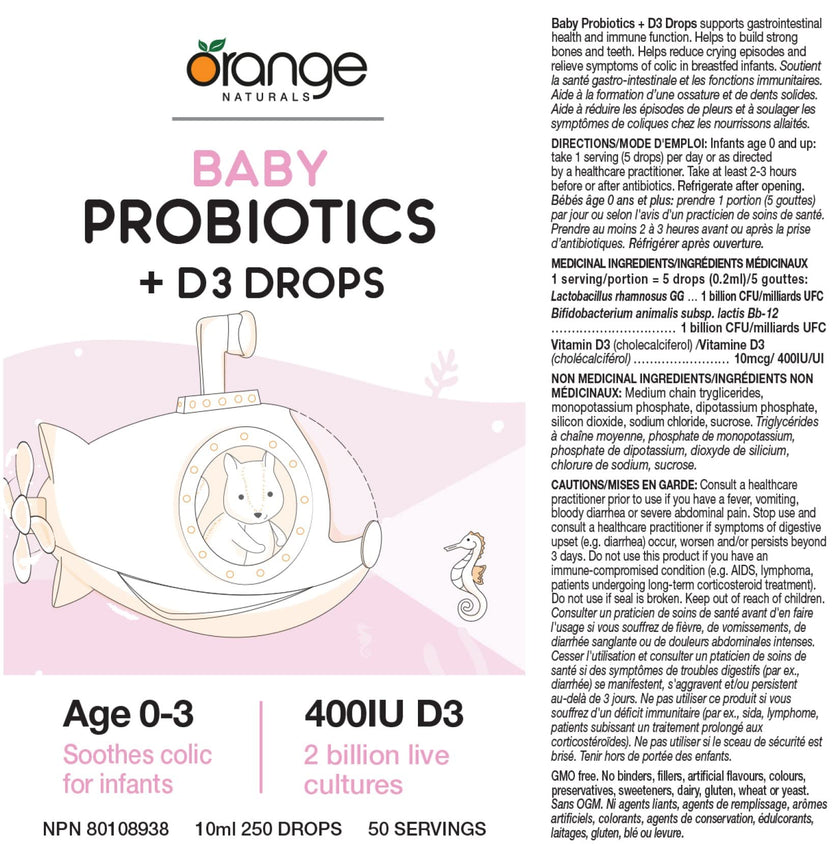 Orange Naturals - Baby Probiotics + D3 Drops (10ml)