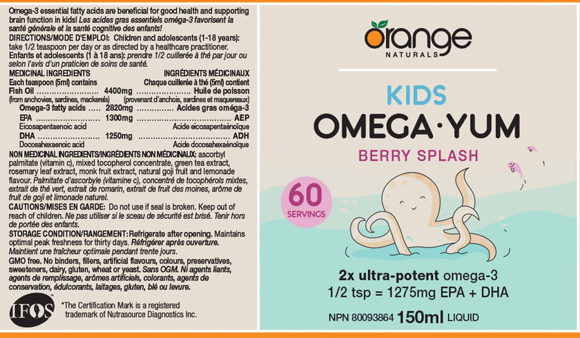 Orange Naturals - Kids Omega Yum - Berry Splash (150ml)