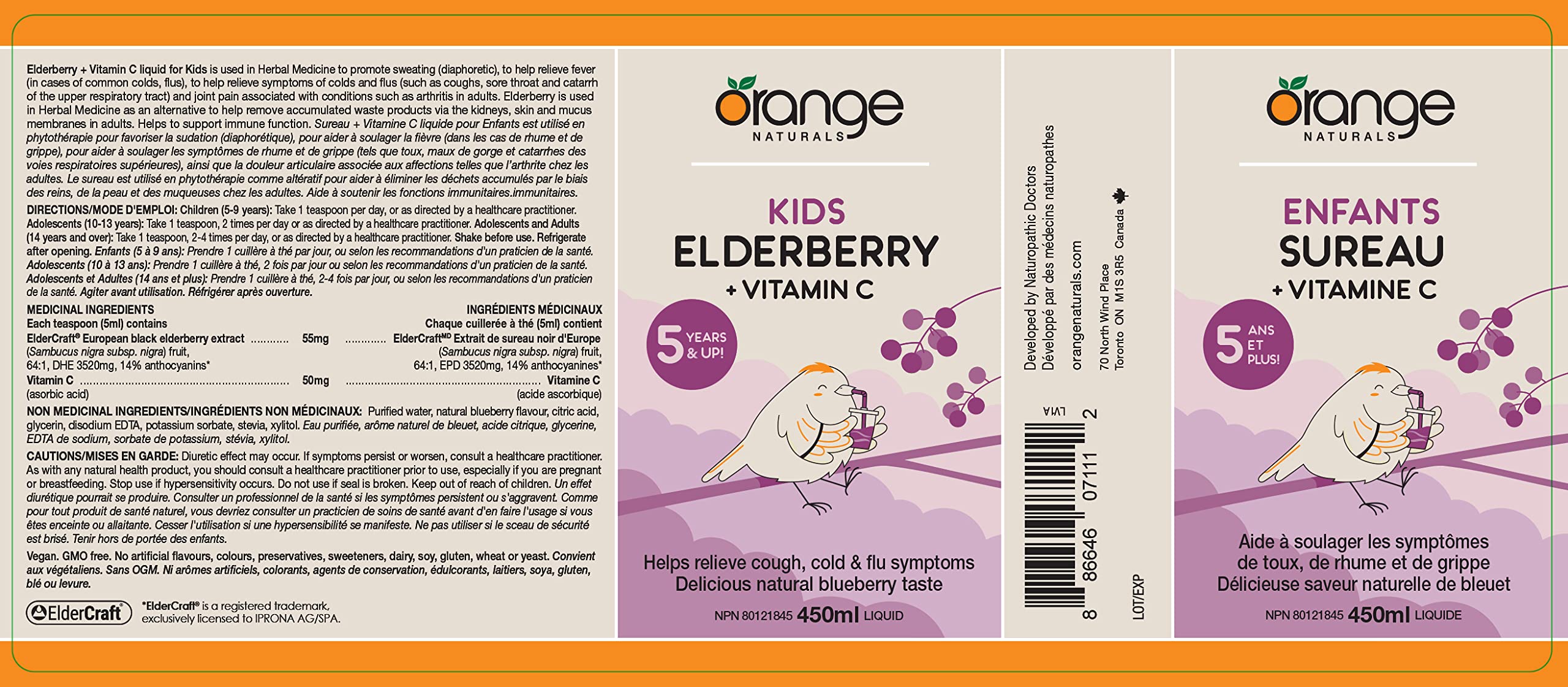 Orange Naturals - Kids Elderberry + Vitamin C (450ml)