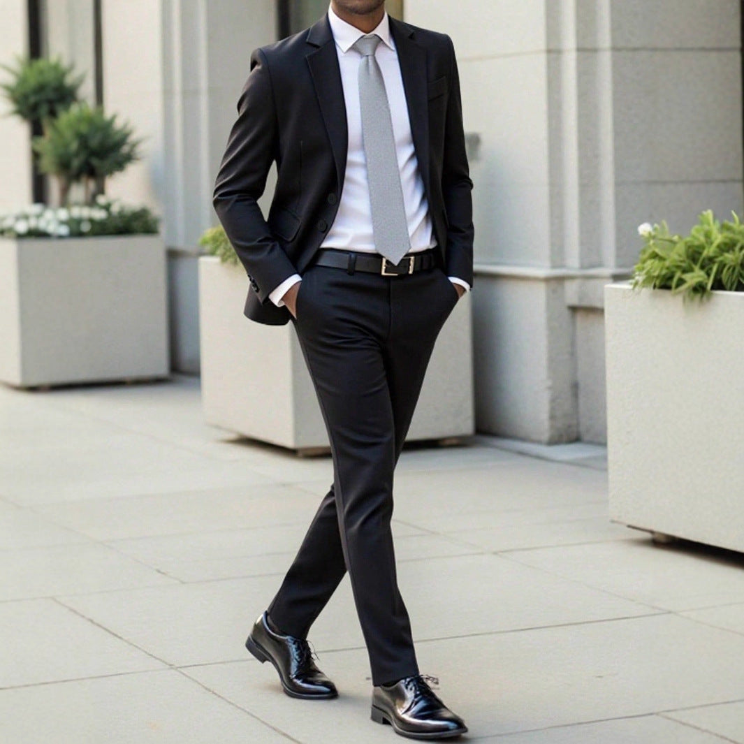 Men's Professional Business Suit Set – Black, Slim Fit, S–2XL (Canada & USA)