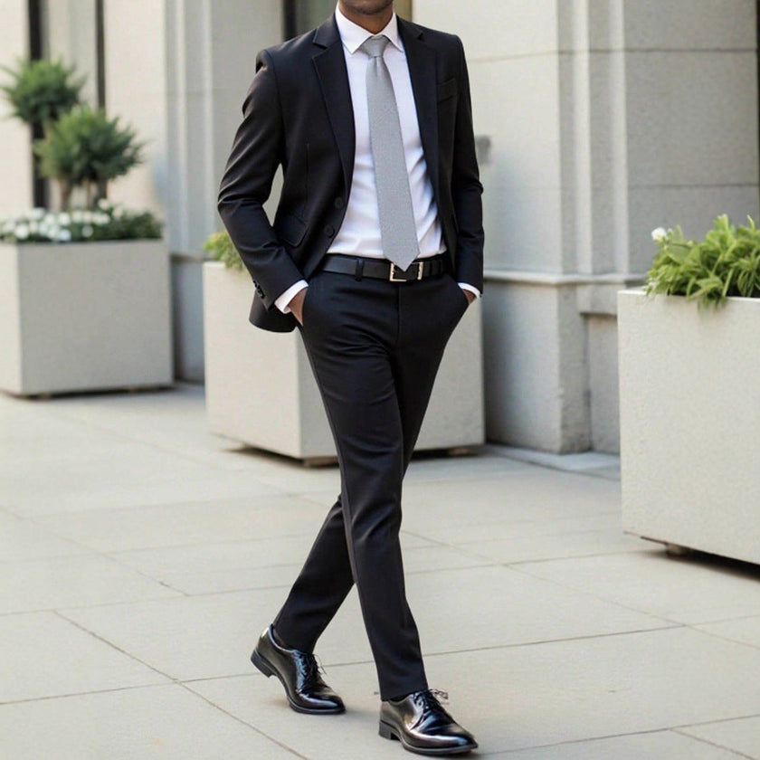 Men's Professional Business Suit Set – Black, Slim Fit, S–2XL (Canada & USA)