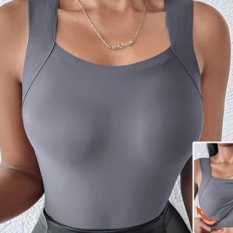 Women's Seamless Thermal Vest – Built-In Bra, Nylon, S–6XL | Multiple Colours