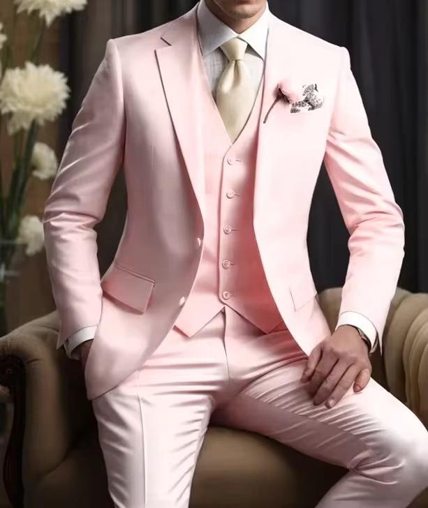 Elegant Business Banquet Suit Set for Men – 3-Piece Slim Fit Formal Suit (Jacket, Vest & Pants)