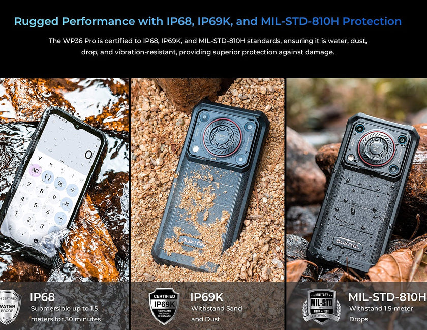 OUKITEL WP36 Pro Rugged Smartphone – 256GB, IP69K, Black