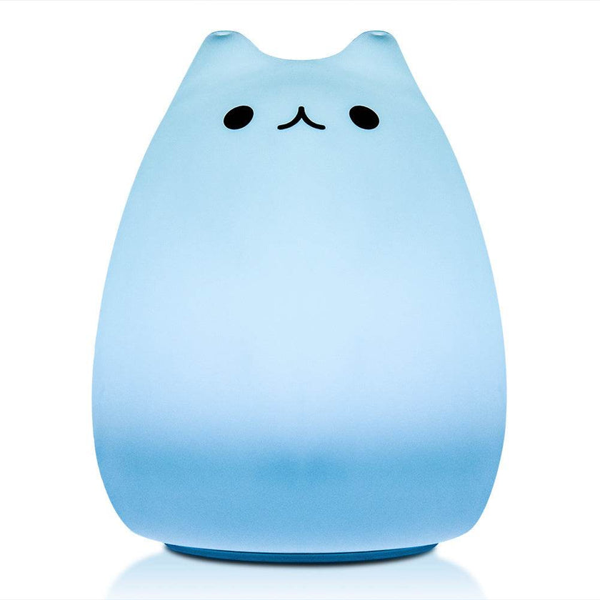 Children Night Light, EECOO Cute Cat Lamp Soft Silicone Sensitive Tap Control Decompression Toy