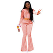 Women 2pcs Velvet Hoodie Wide leg Pant Crop top sweatsuit Athleisure Outfit