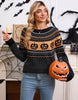Women's Halloween Pumpkin Embroidered Retro Long-sleeved Sweater