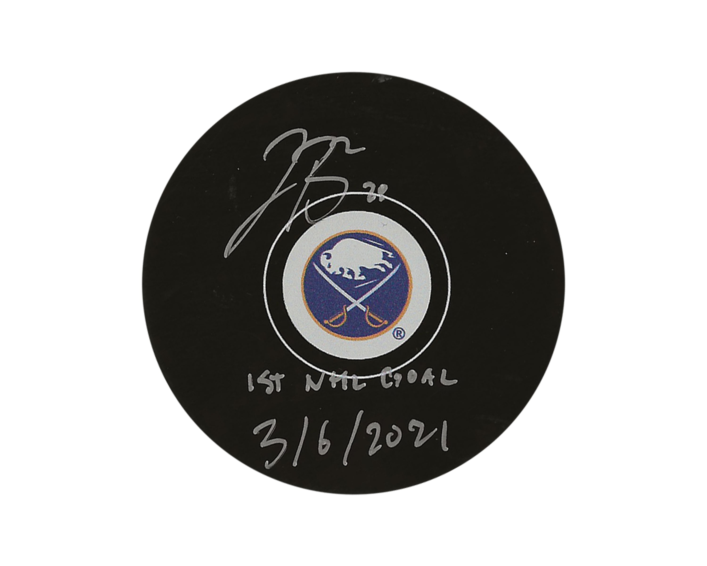 Jacob Bryson Autographed Buffalo Sabres Autograph Model Puck Inscribed 