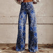 Women's 3D Graphic Print Flare Pants – Plus Size Mid-Waist Wide Leg Printed Trousers