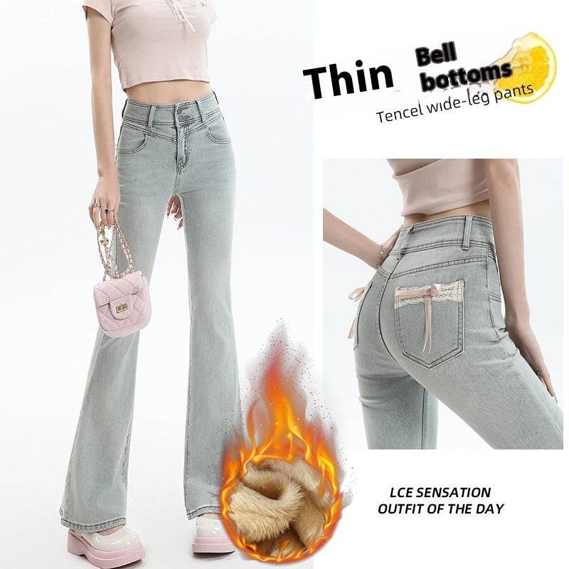 High Waist Light Blue Bootcut Jean pant women Flared Denim Pant