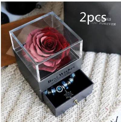 Eternal Flower Rose Jewelry Box for Birthday Presents Valentines Day Wedding Gift Box