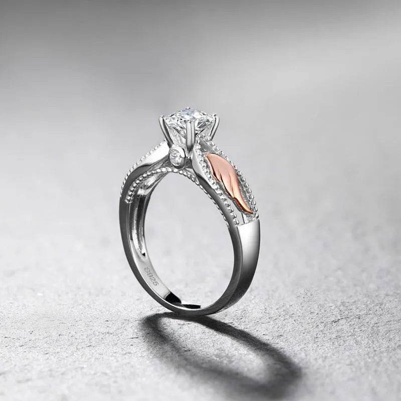 Fashion Electroplated Angel Wings Gold Crystal Women Ring