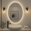 Noir Éclipse Oval LED Bathroom Mirror — Back-Lit, Dimmable, Anti-Fog & Brightness Memory (3000K/4000K/5000K) | 24