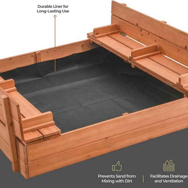 Play22 - Large Wooden Kids Sandbox with Lid