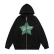 American street Star Printed Hoodie Cardigan unisex for fall winter