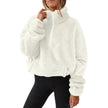 European And American Velvet Fleece-lined Women's Half Zipped Stand Collar Sweater