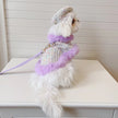 Lilac Harness and Leash Set | Plaid Dog Harness Hat Set