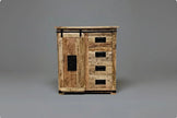 Meuble Commode Farmhouse en bois de manguier brut porte coulissante