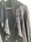 Vintage Black Draped Open-Front Cardigan