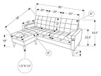 Sofa chaise longue avec deux coussins de 85