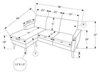 Sofa chaise longue avec deux coussins de 86