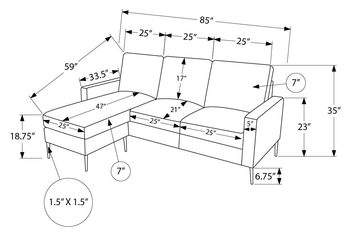 Sofa chaise longue de 85