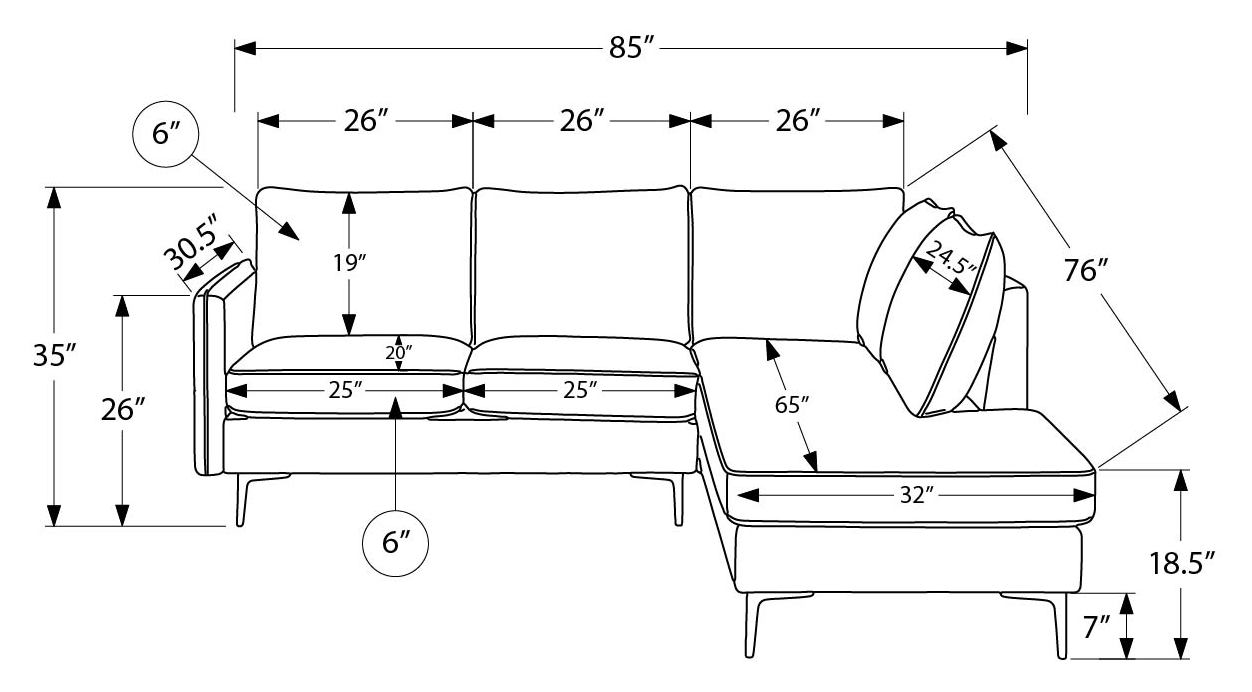 Sofa sectionnel de 85