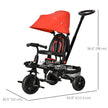 Qaba 4-in-1 Baby Tricycle Stroller, Reversible Seat, Adjustable, Canopy, Safety Belt, Red - Versatile Outdoor Ride