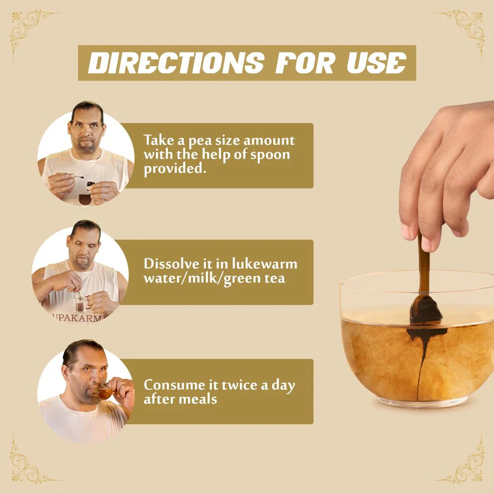 Résine de Shilajit Pure Upakarma Ayurveda avec poussière d'or