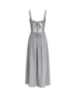 Jules - Lightweight Tie Back Midi Dress In Black Stripe
