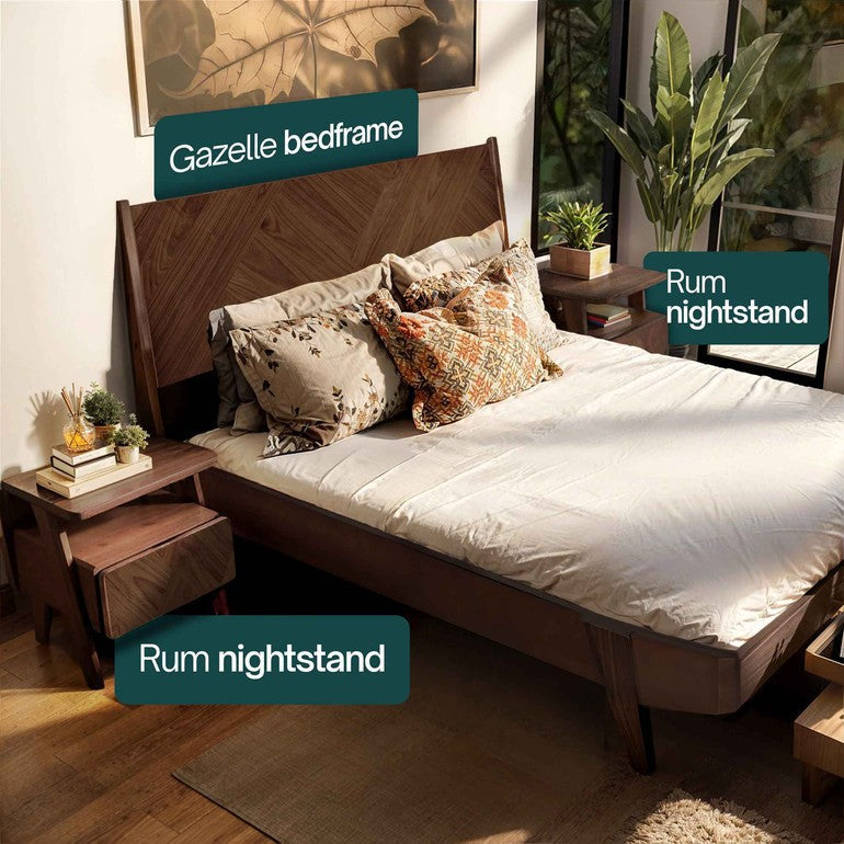 Rum Solid Wood Nightstand