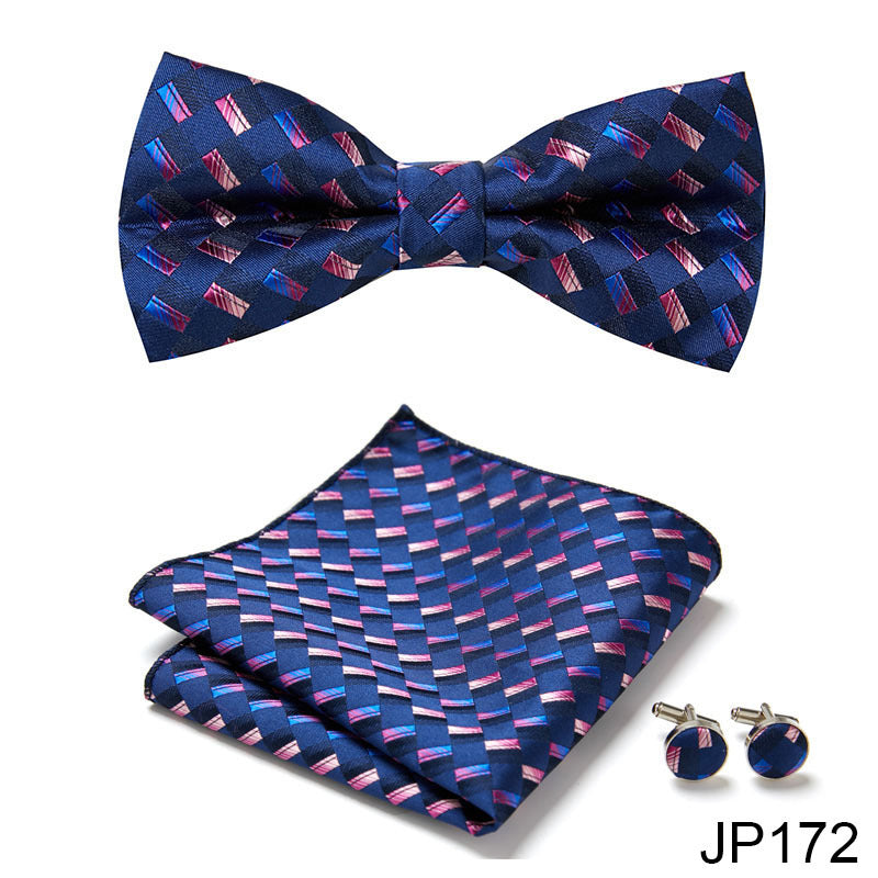 Men's Jacquard Bow Tie Set – Bow Tie, Pocket Square & Cufflinks | 36 Colors | Canada & USA