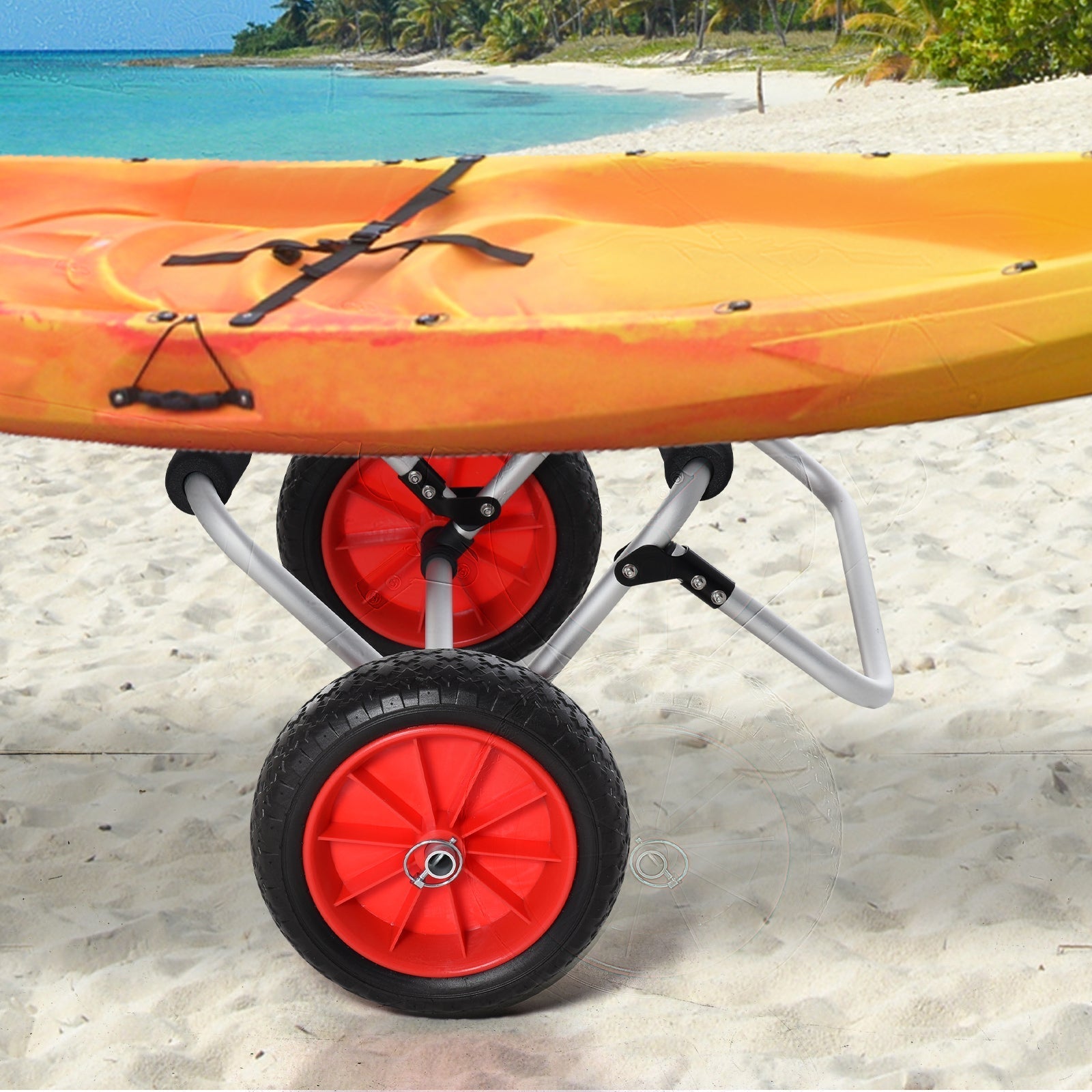 Soozier Kayak Cart 198LBS Capacity Boat Canoe Carrier Dolly Trolley NO-Flat Wheel Silver