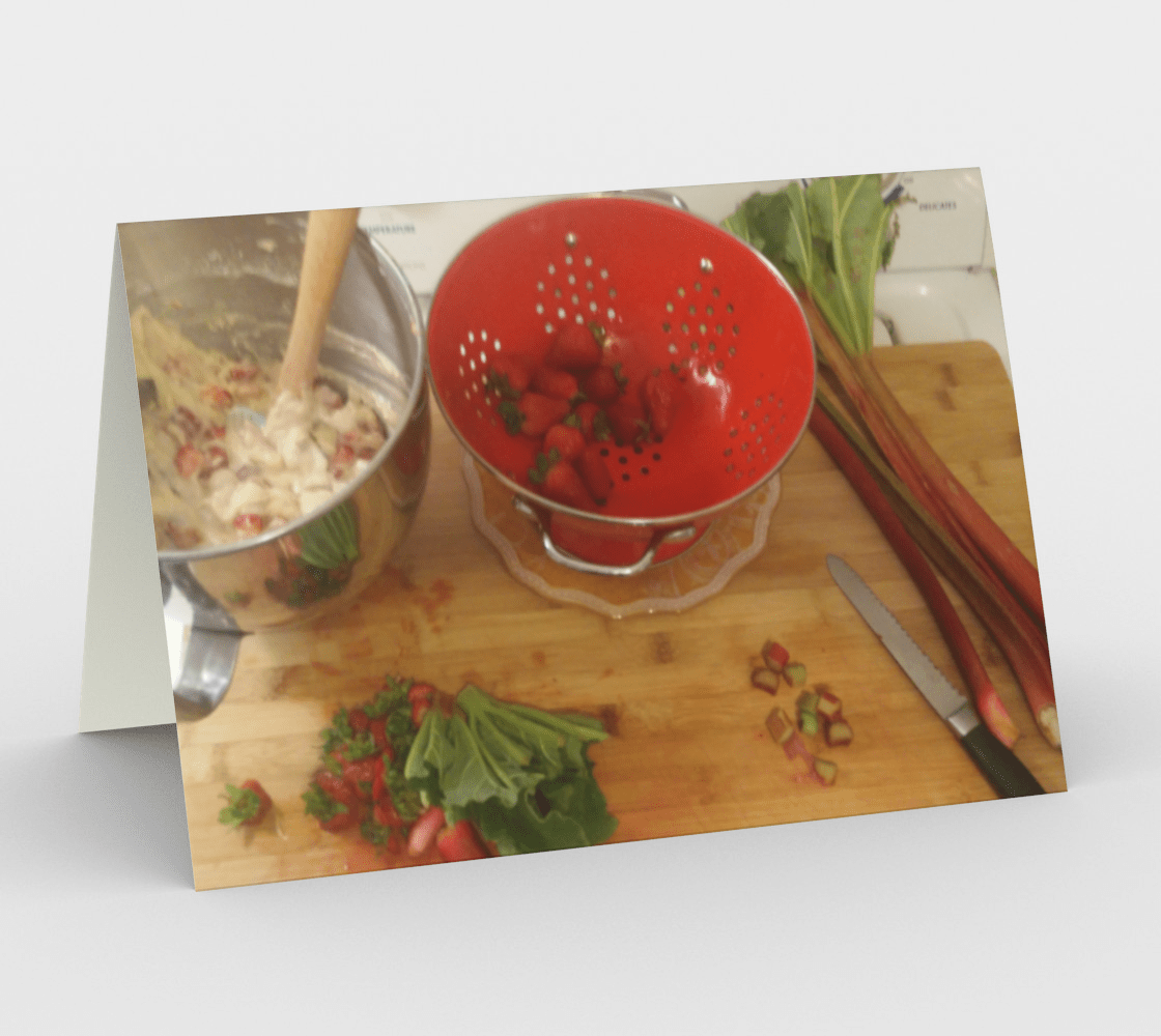 Set of 3 Blank Greeting Cards | 5 x 7 | Strawberry Rhubarb