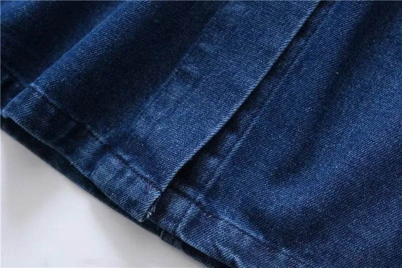 New Long Sleeve Button loose Denim Midi Dress Women