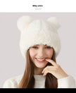 Women Winter Cute Fur Ball Knitted Beanie Hat Outdoor