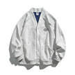 Retro Solid Color Cotton Athletics Sports Cardigan  For Men