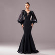 Lantern Sleeve Banquet Applique Sheath Fishtail Mermaid Dress