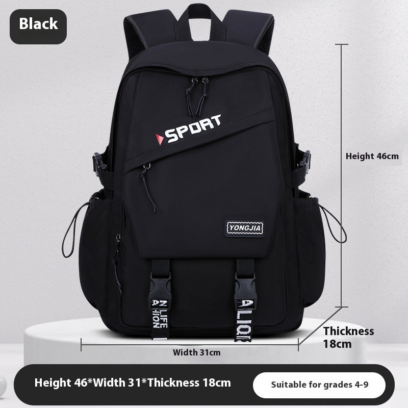Sport School Backpack for Girls – Large Capacity, Waterproof Oxford Cloth (Black, Gray, Purple)