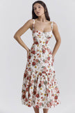 Spring And Summer Comely Pastoral Style Sling Floral A Swing Cake Dress