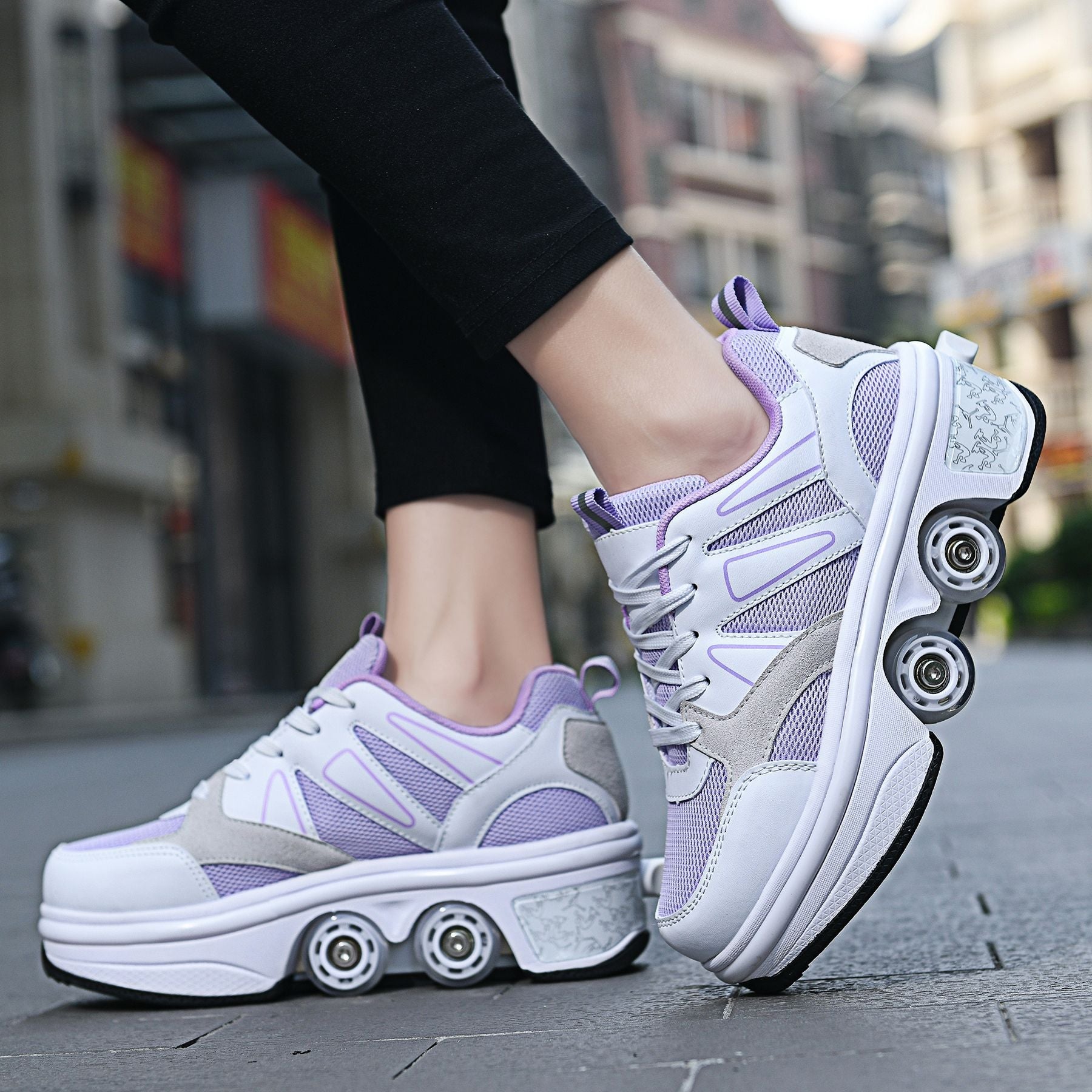 Four Wheel Rampage LED Roller Skate Shoes – 7-Color Atmosphere Breathing Light