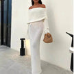 French-style Off-shoulder Dress Party Long-sleeved Long Dress