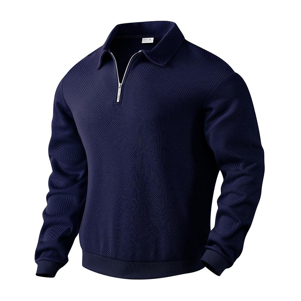 Half Zipper Sweatshirt – Stylish Jacquard Pullover for Youth