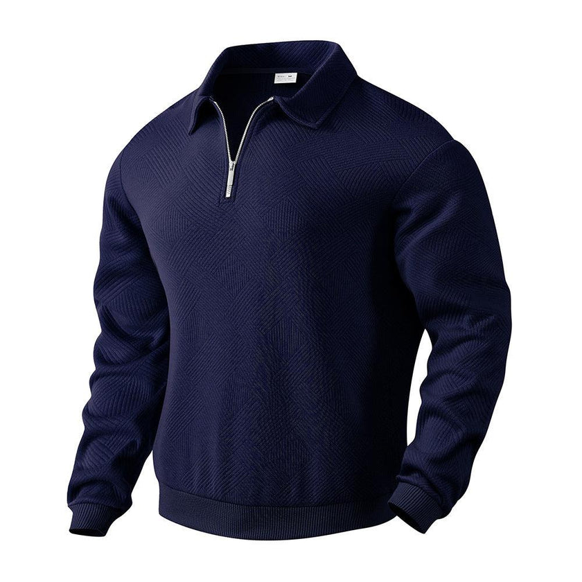 Half Zipper Sweatshirt – Stylish Jacquard Pullover for Youth