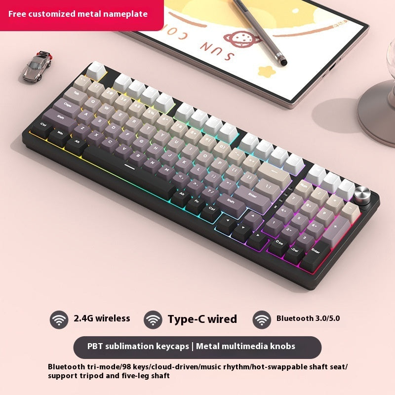 98-Key Wireless Bluetooth Mechanical Keyboard – Triple-Mode Gaming & Office | 30 Styles