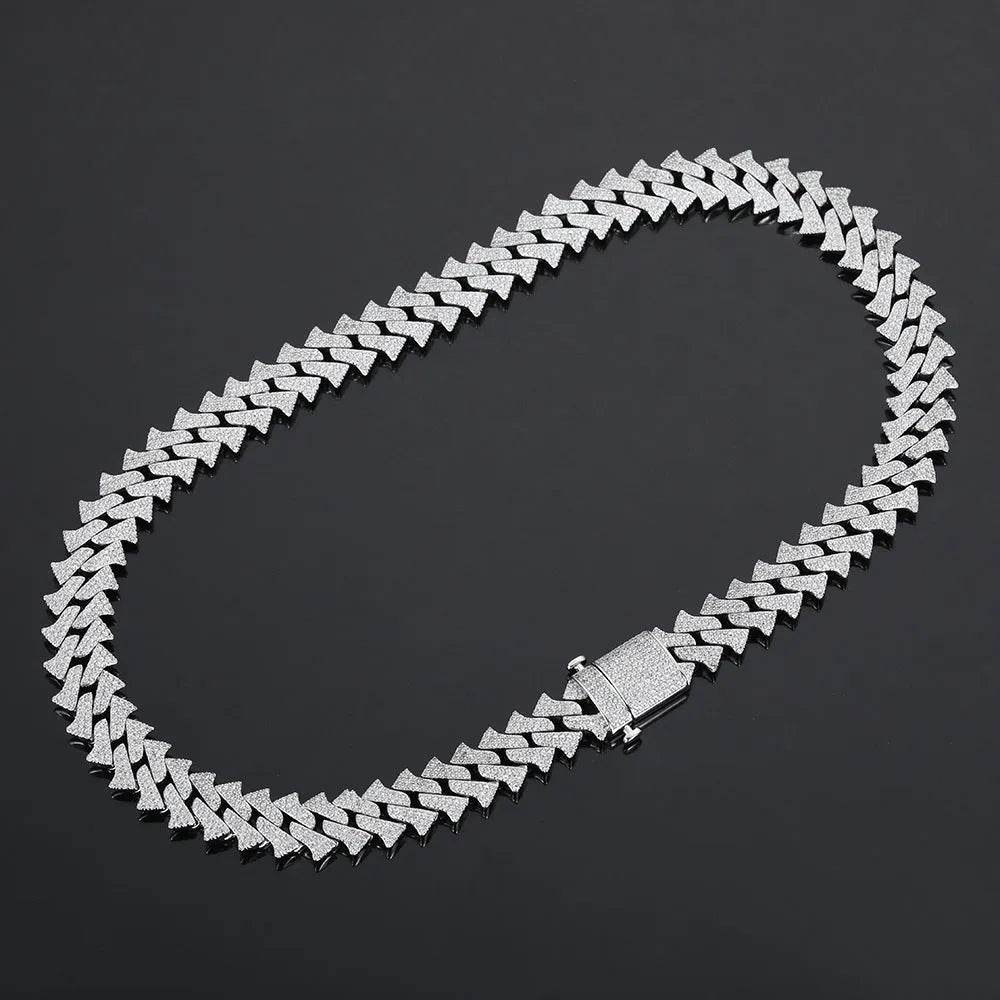 14mm Men's Hip Hop Zircon Thorns Cuban Link Chain