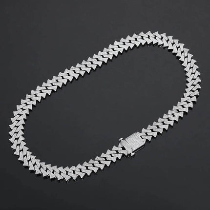 14mm Men's Hip Hop Zircon Thorns Cuban Link Chain