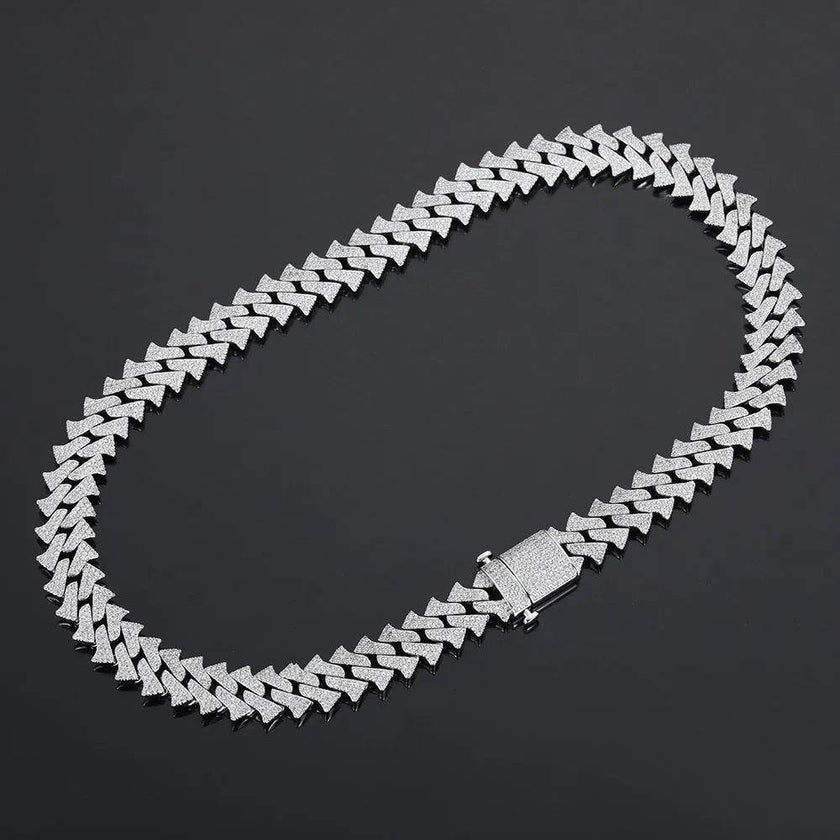 14mm Men's Hip Hop Zircon Thorns Cuban Link Chain